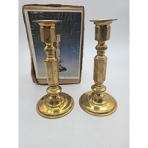 2 Vintage Brass Candlesticks 6 3/4" Tall See Pictures Retro Cottage Decor Shabby